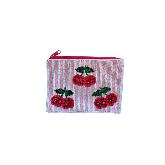 CHERRIES BEADED POUCH