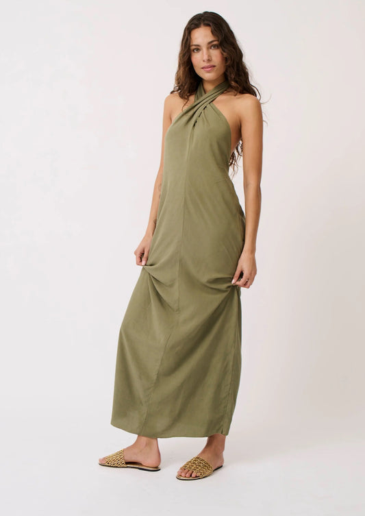 Sabrina Halter Dress - Palm