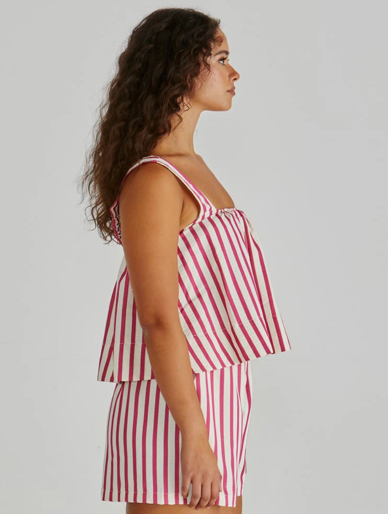 HENRI BABY DOLL TOP - PINK STRIPE
