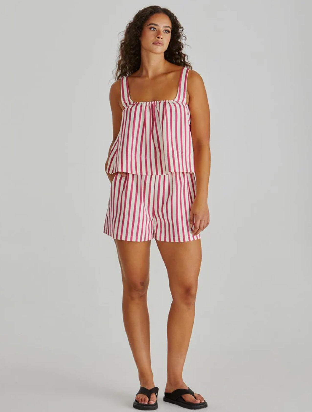 HENRI BABY DOLL TOP - PINK STRIPE