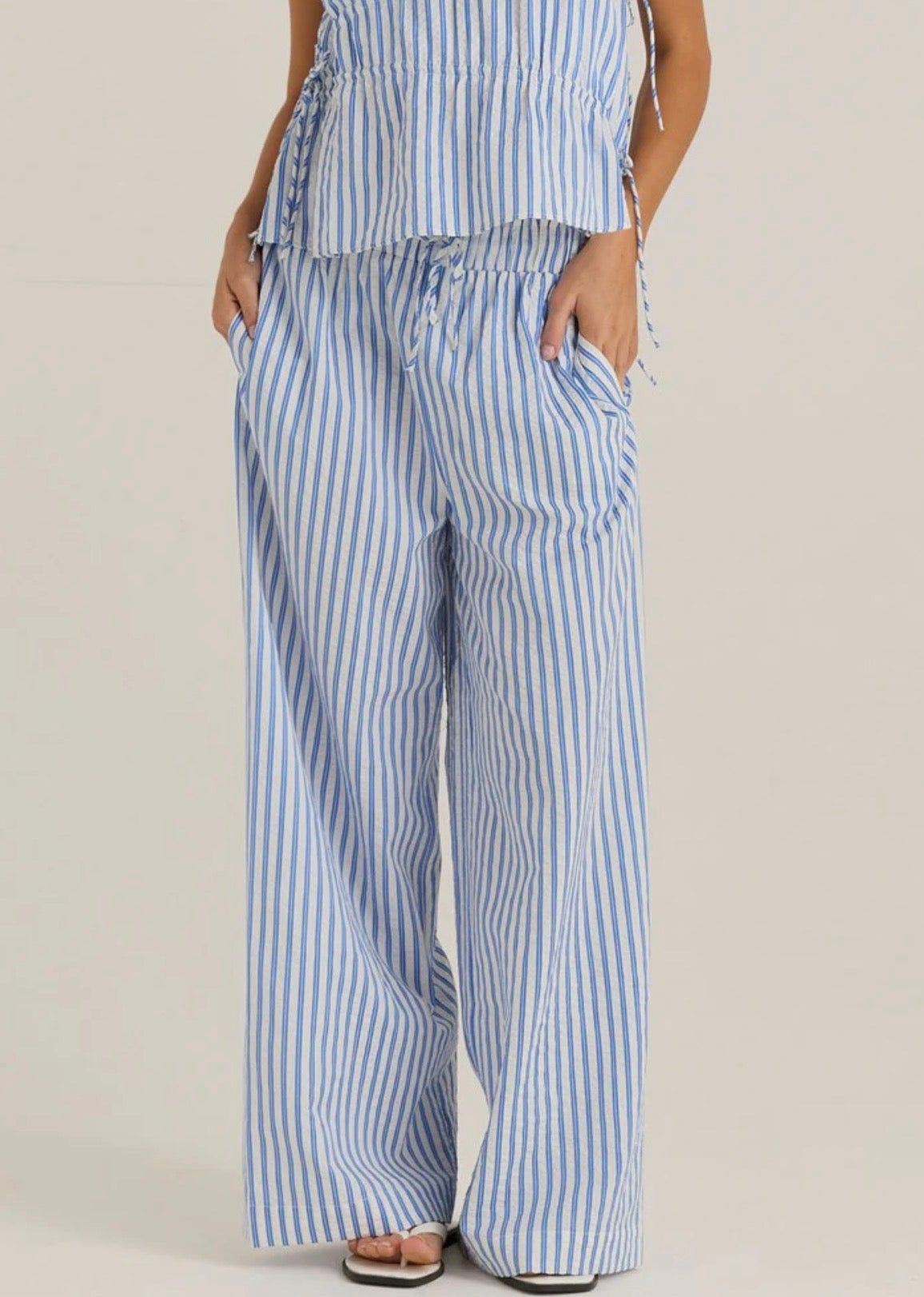 Aziza Pant - Blue/White Stripe