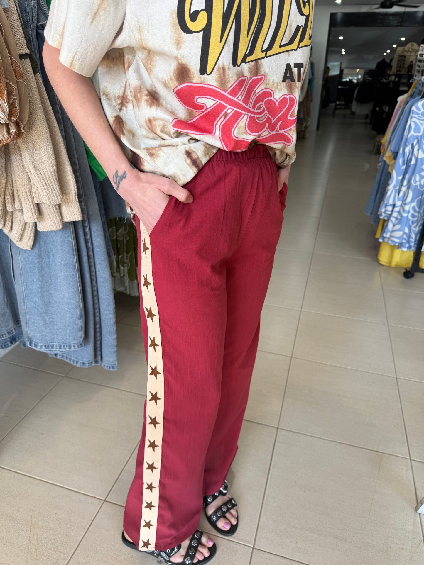 Wine Hearts Racer Pants