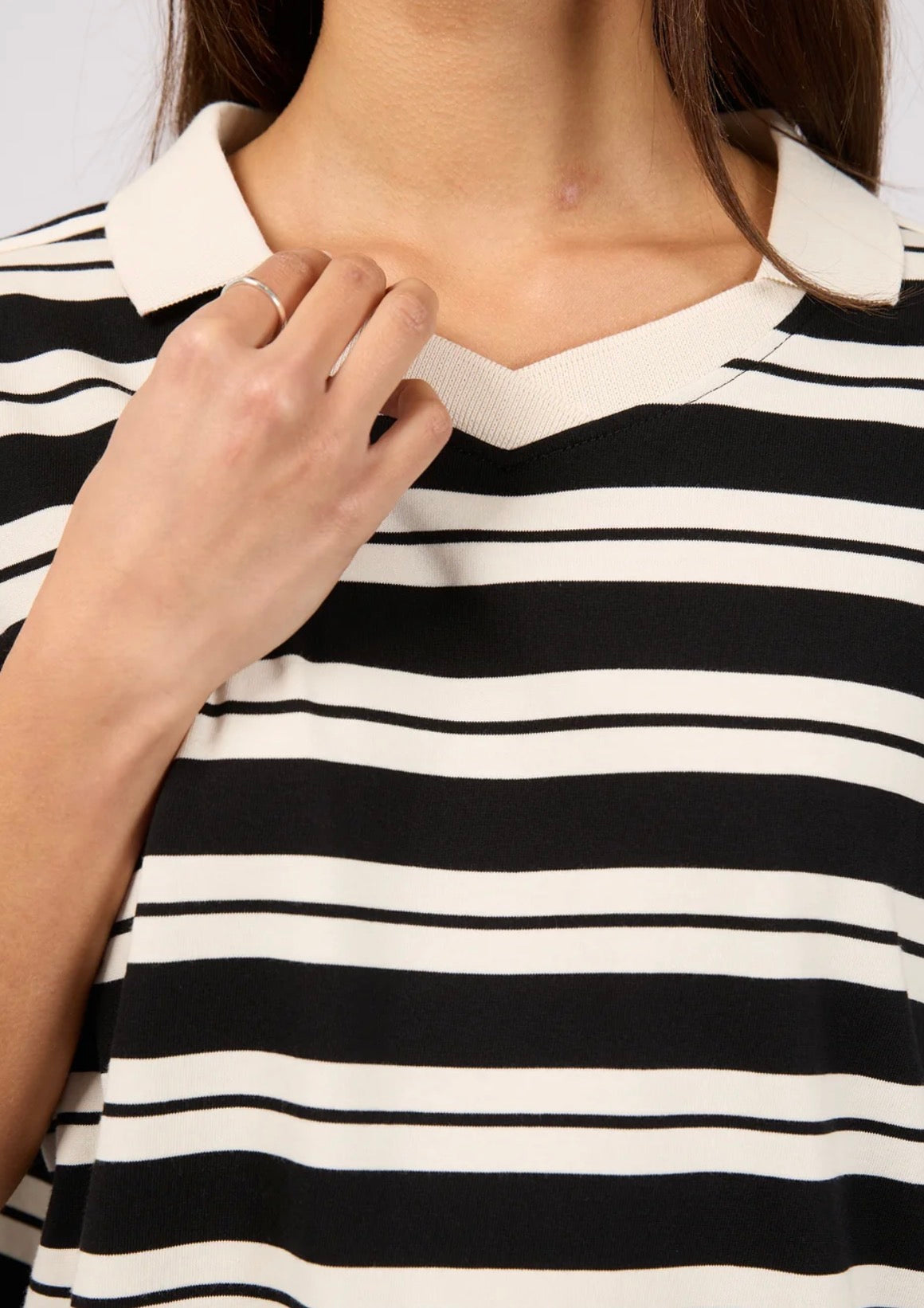 WALKER STRIPE POLO TEE BLACK