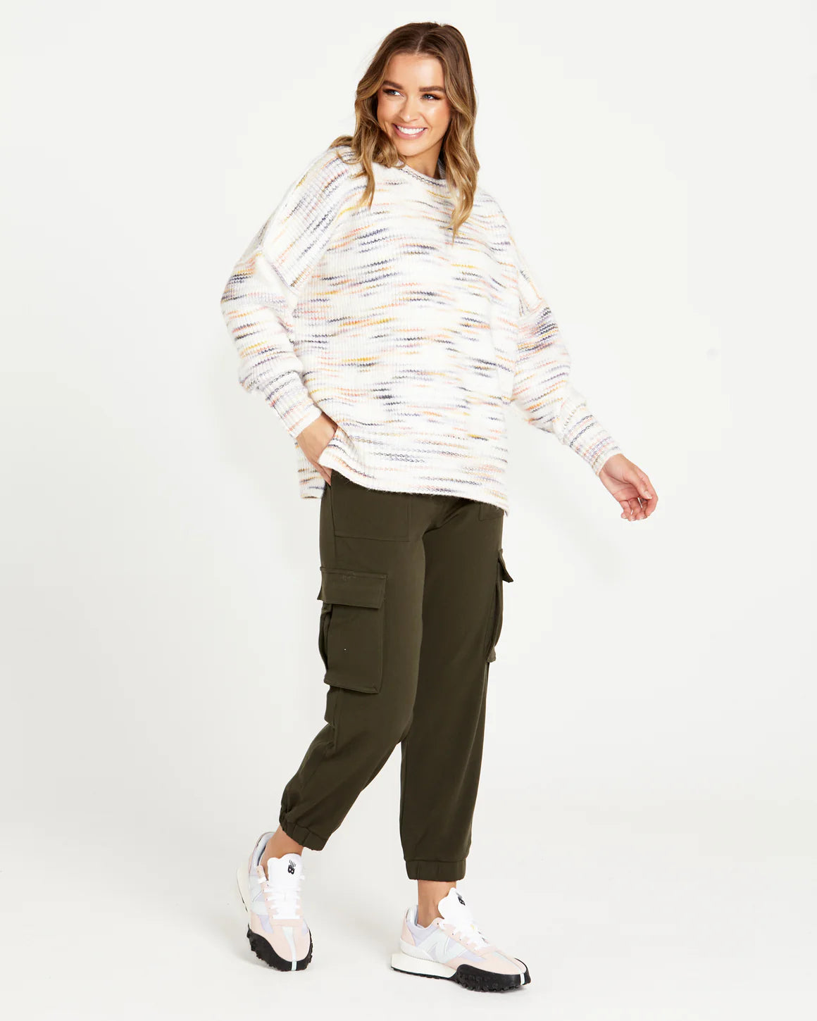 Pepper Space Oversized Wool-Blend Jumper - Cream Rainbow Marle