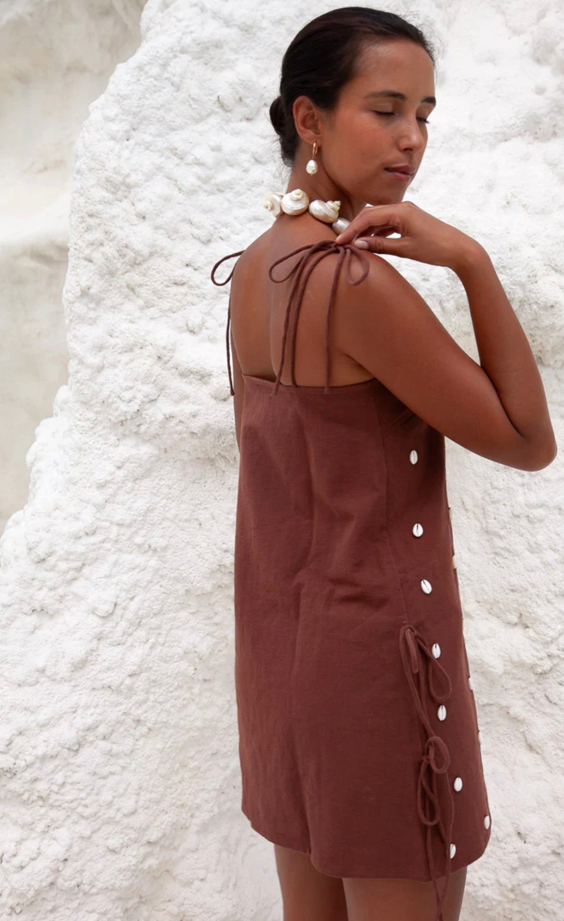 DEDE COWRIE SHELL BEADED DRESS