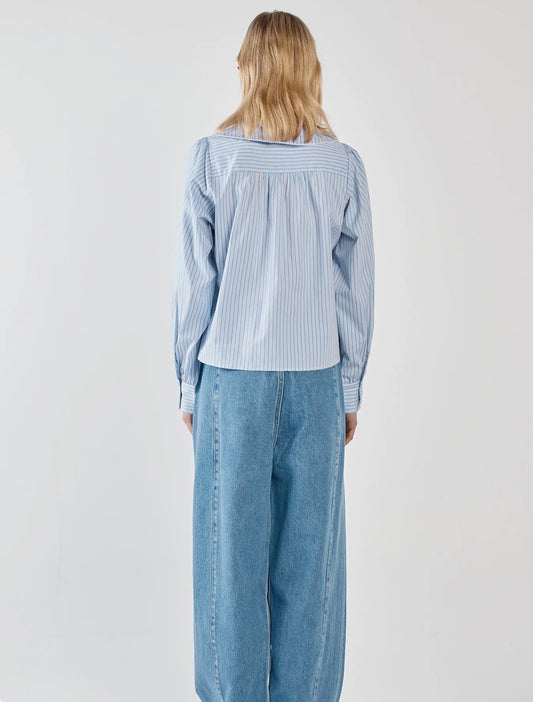 Gypsy Large Collared Shirt - Blue Choc Stripe