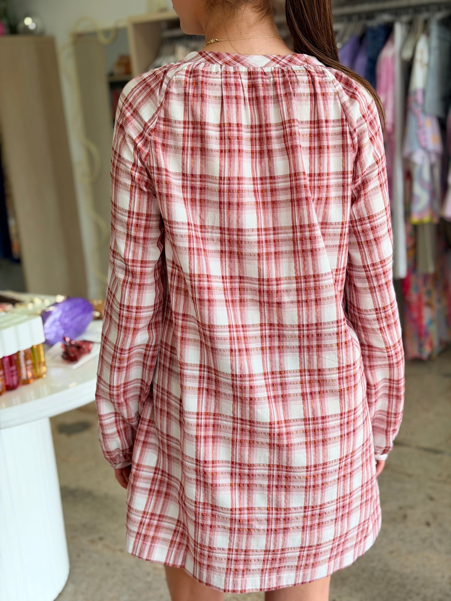 Chelsea Check Long Sleeve Mini Dress