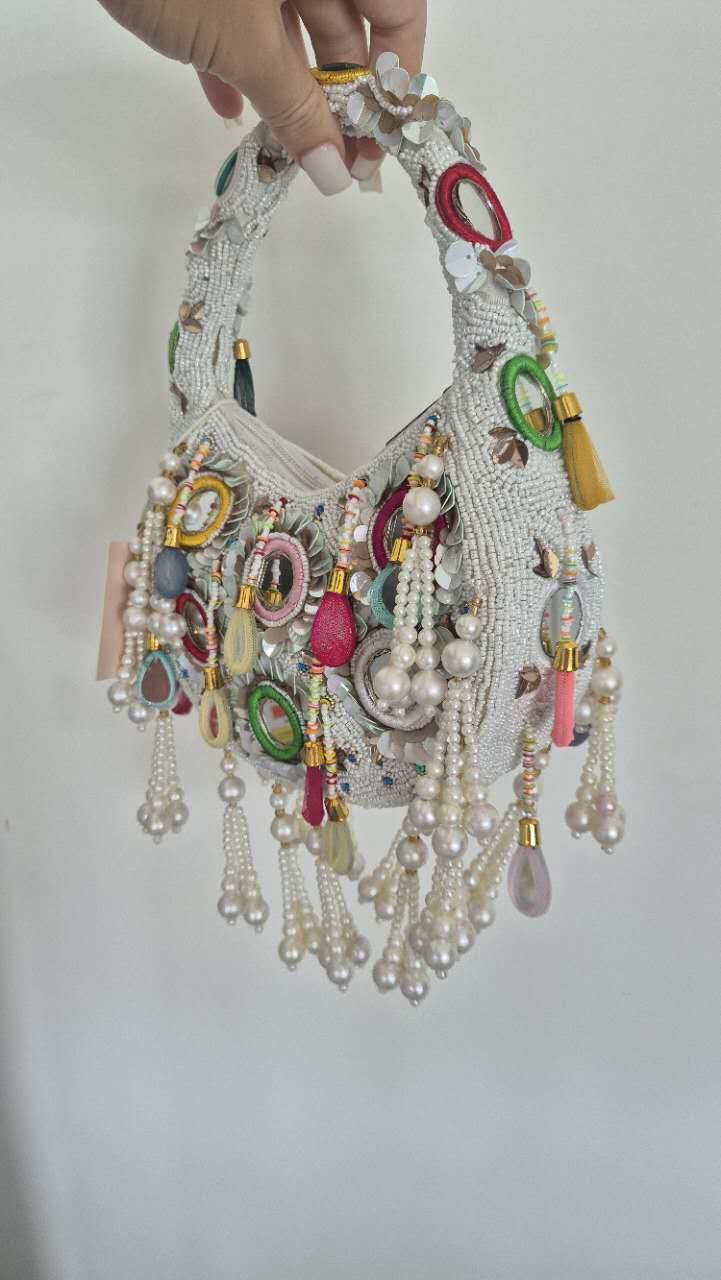 Handbag Multi Mirror Beaded Grab Bag