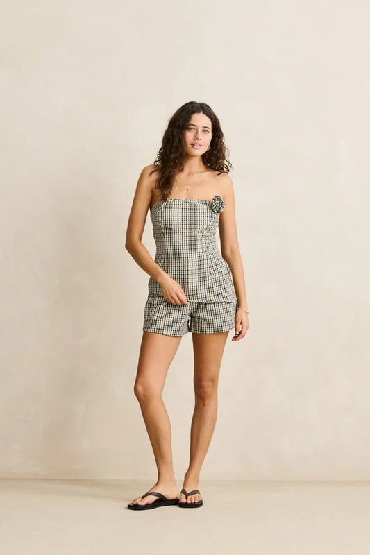 Lottie Check Top Brown