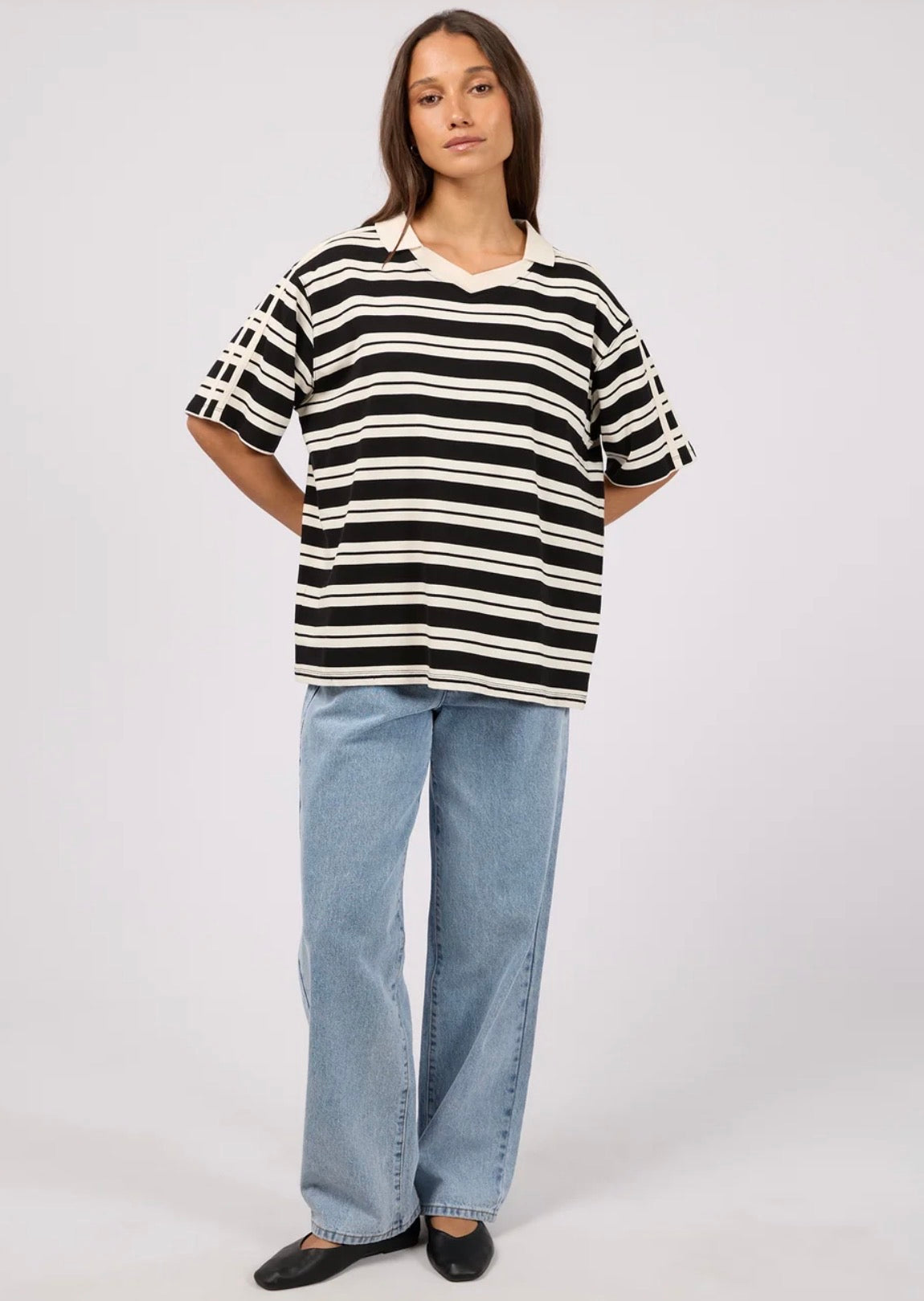 WALKER STRIPE POLO TEE BLACK
