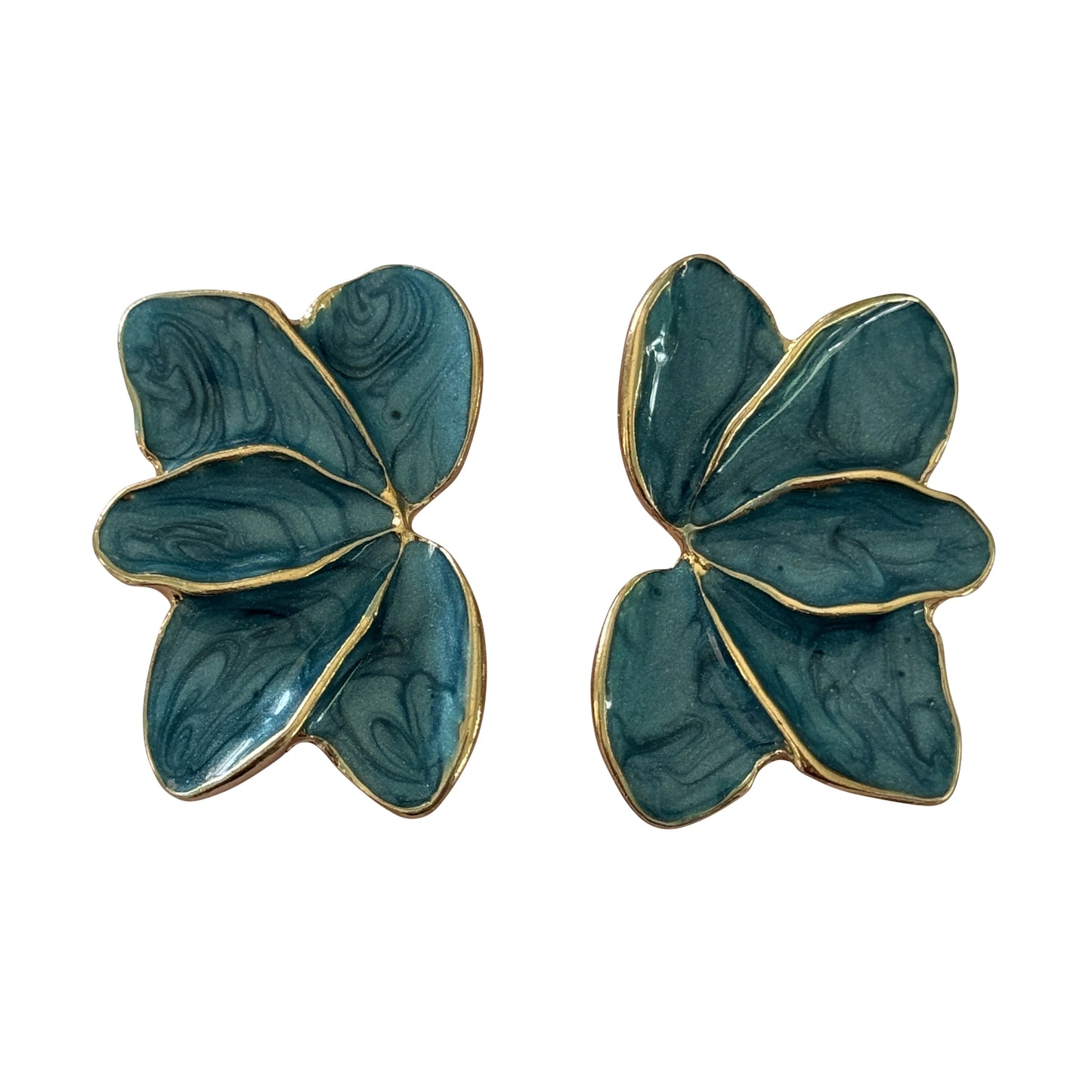 Forest Teal Enamel Stud Earrings