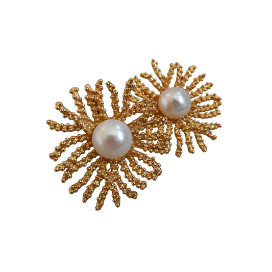 Coral & Pearl Earrings