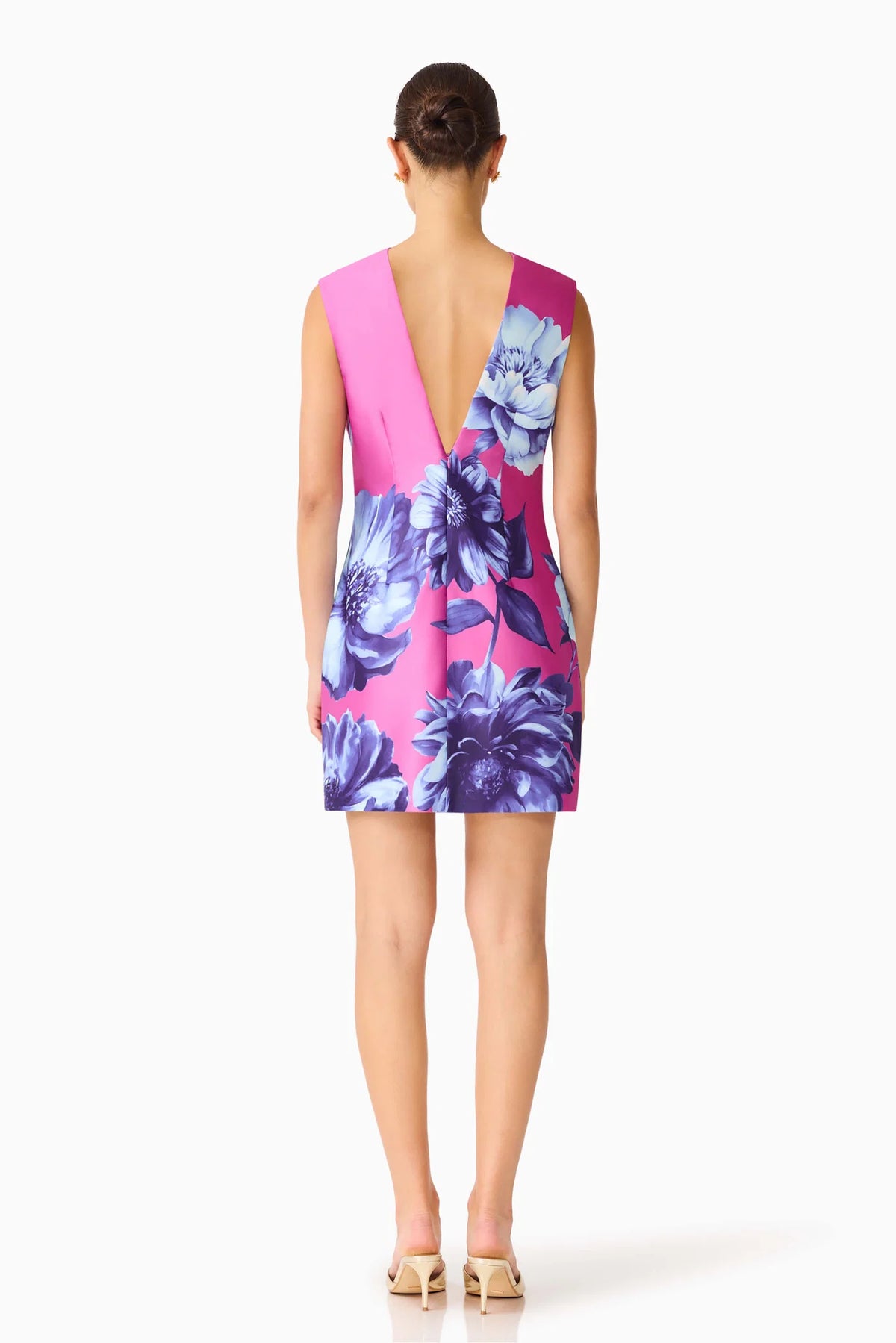 Sybella Shift Mini Dress in Pink & Blue Floral