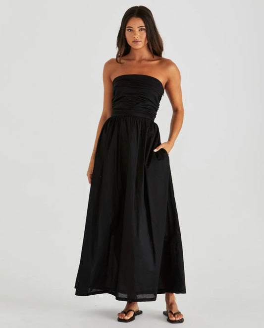 MINA STRAPLESS DRESS - BLACK