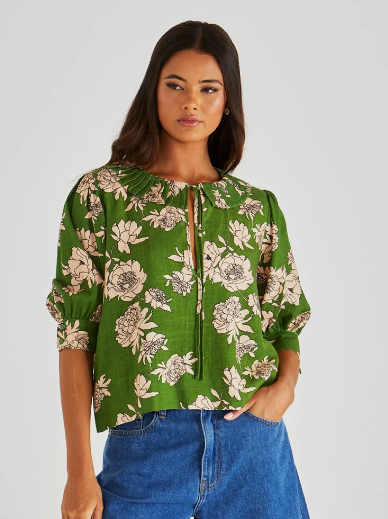 ANTONIE PLEATED BLOUSE - MOONFLOWER