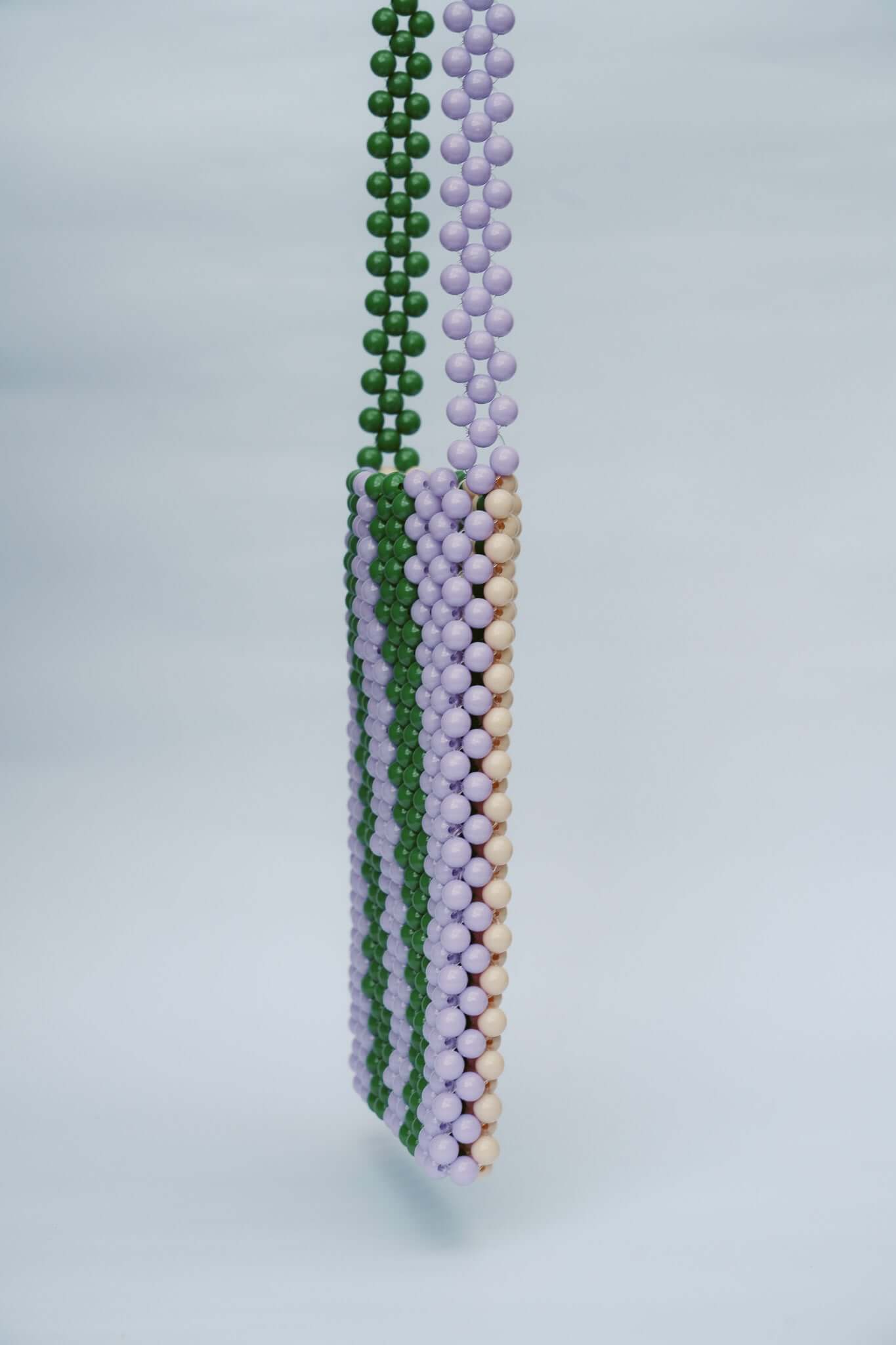 BEADED PHONE BAG - PURPLE/GREEN/CREAM