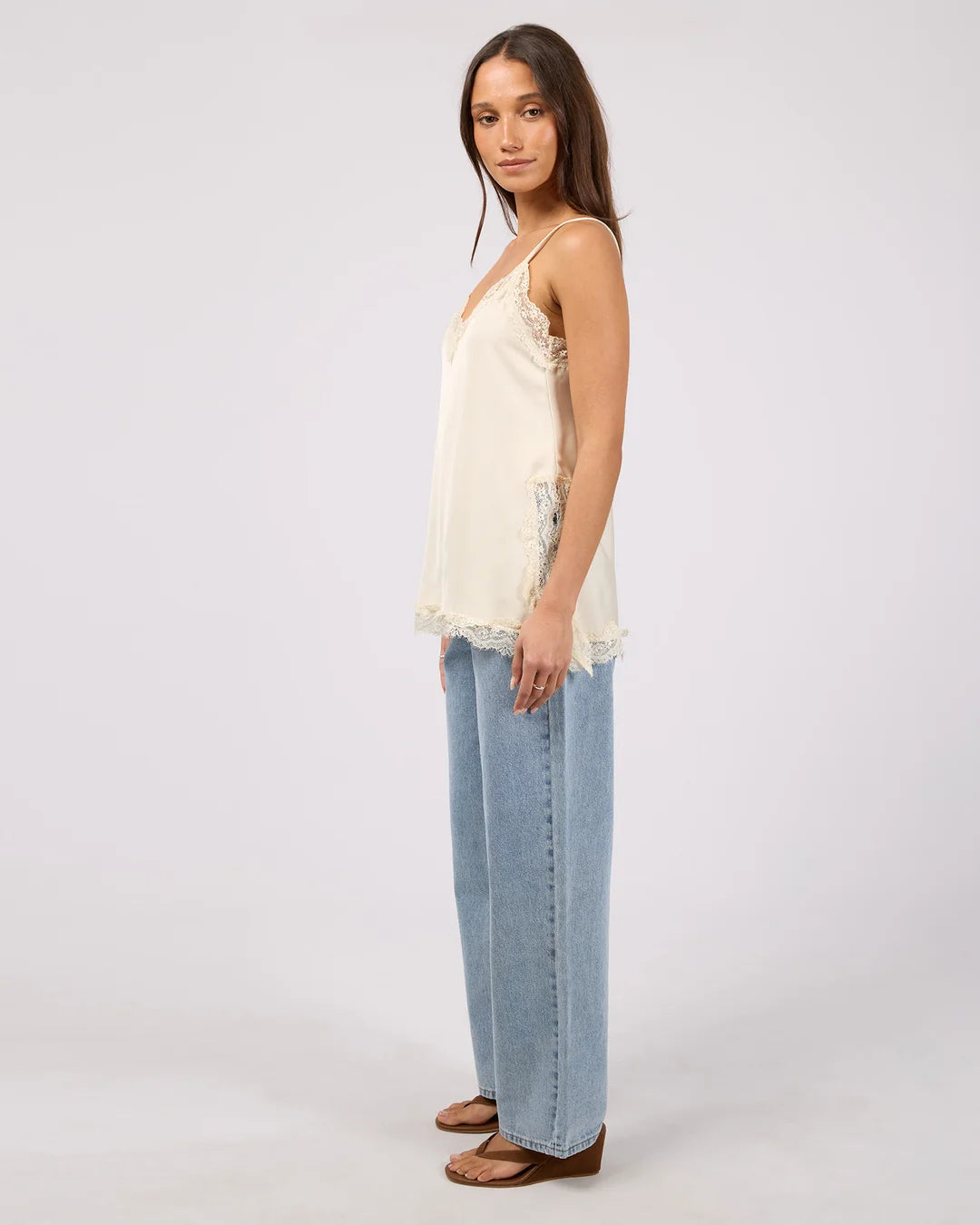 CARTER LACE TRIM CAMI PEARL