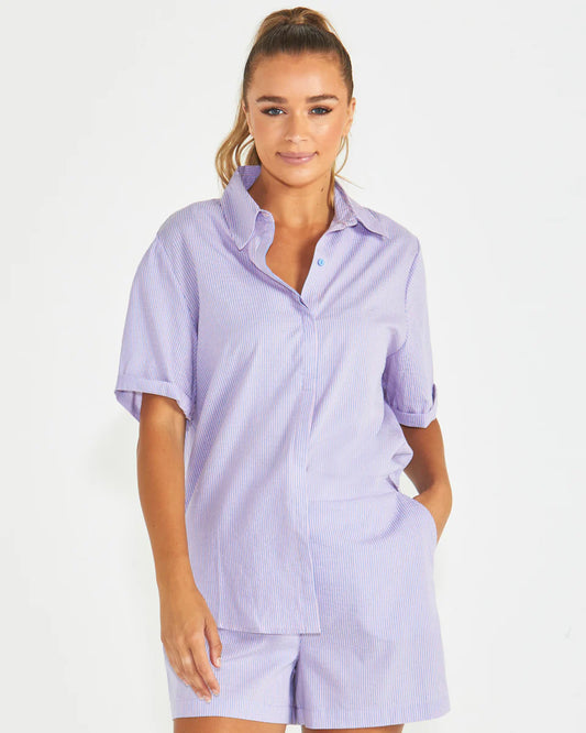 Phillipa Shirt - Blue/pink stripe