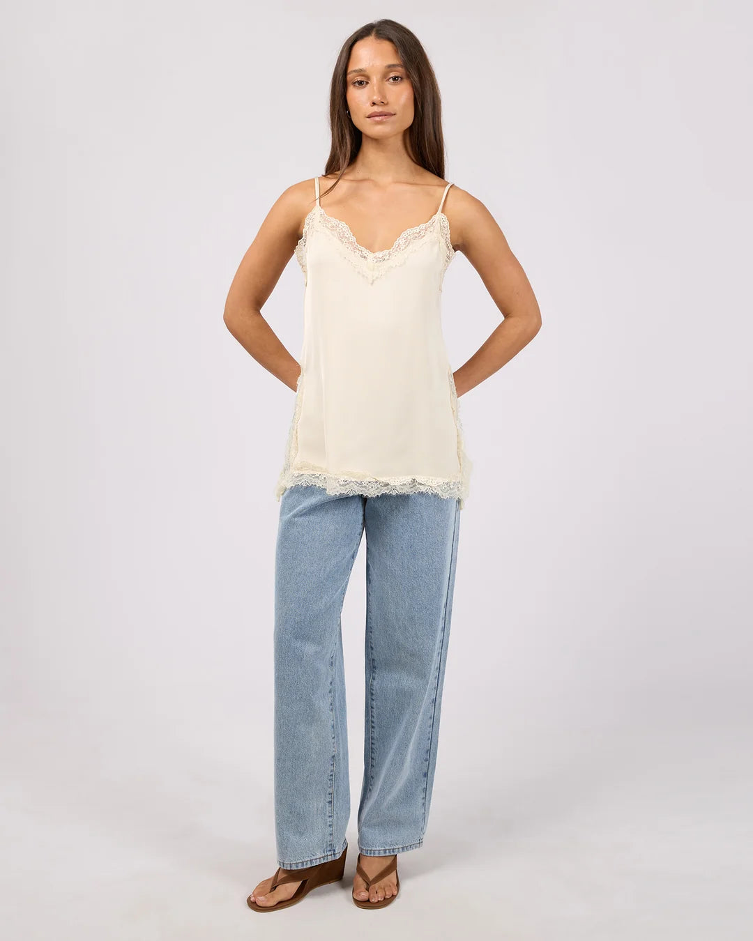 CARTER LACE TRIM CAMI PEARL