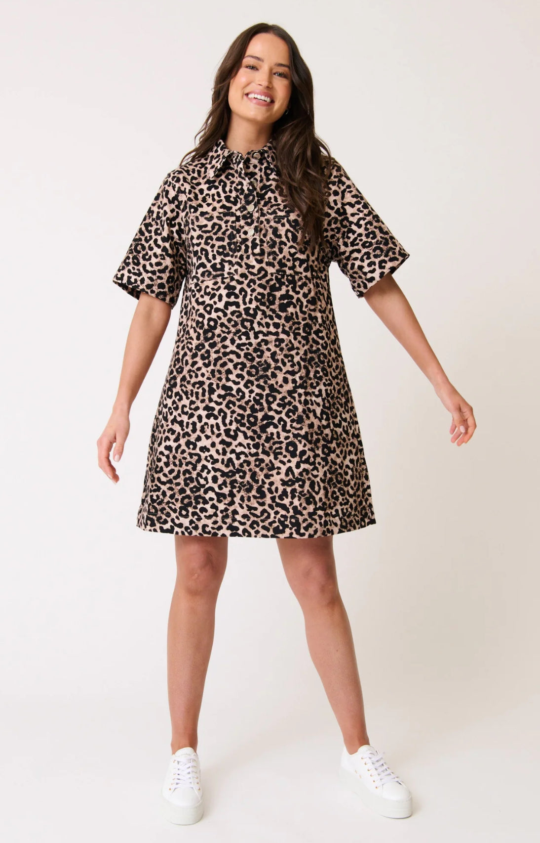 Quinn Dress - Neutral Leopard