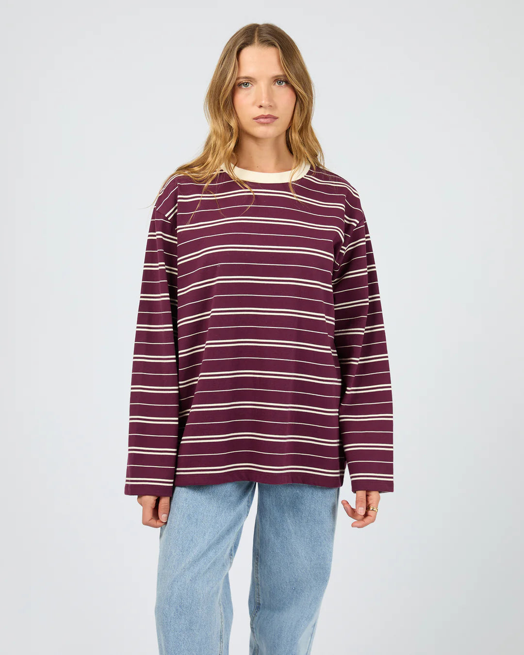 STRIPE LONG SLEEVE TEE CHERRY