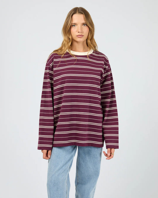 STRIPE LONG SLEEVE TEE CHERRY