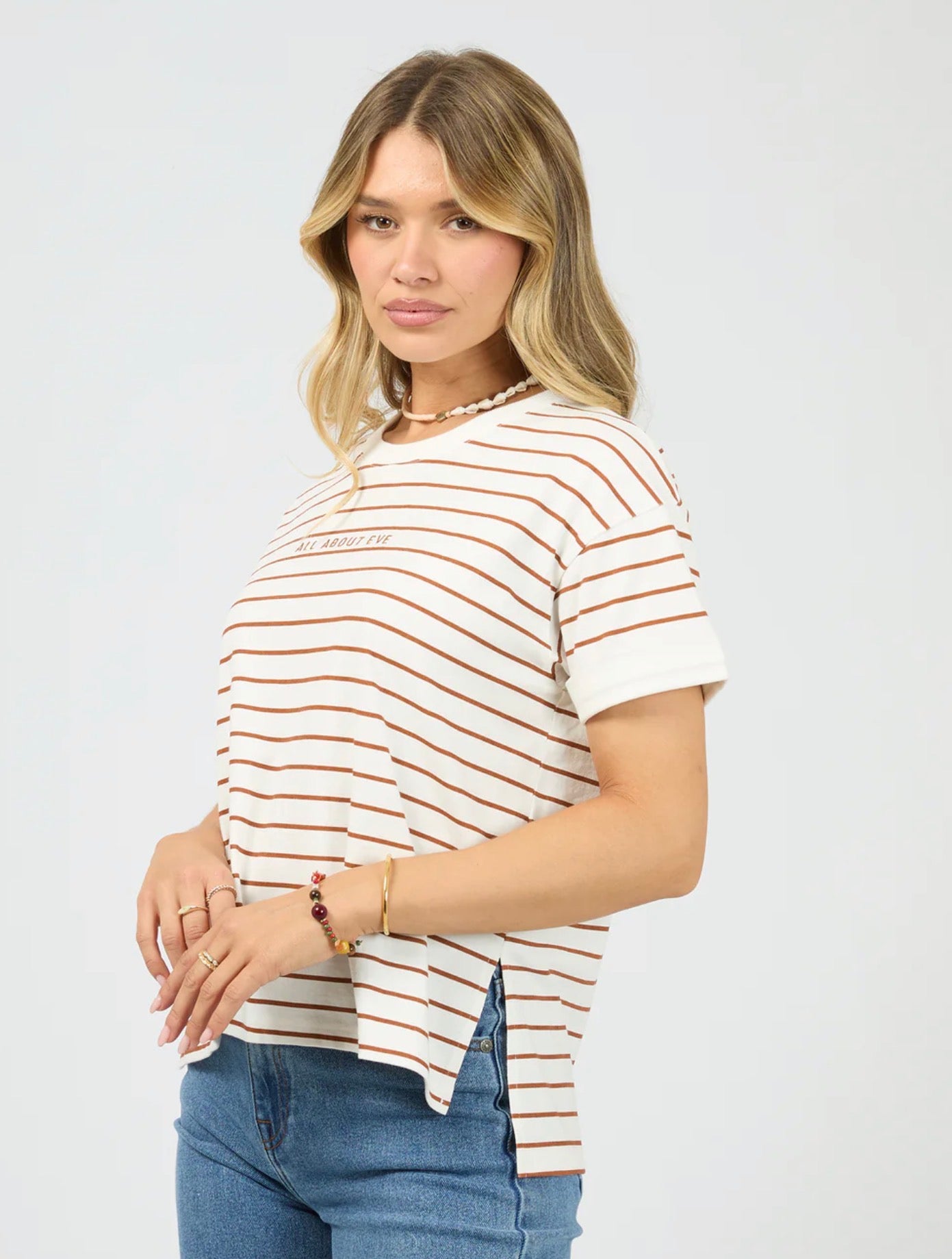 AAE WASHED STRIPE TEE CINNAMON