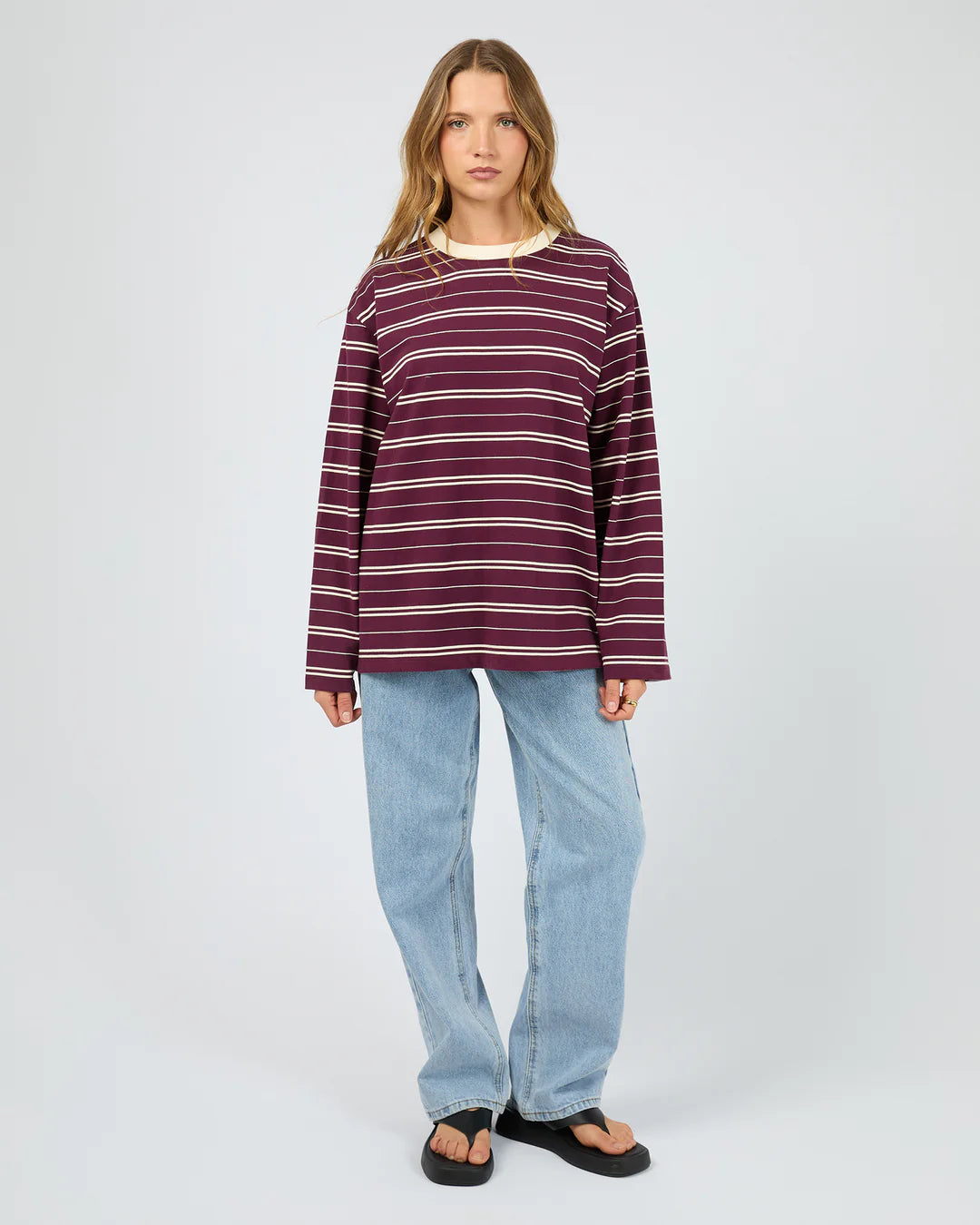 STRIPE LONG SLEEVE TEE CHERRY