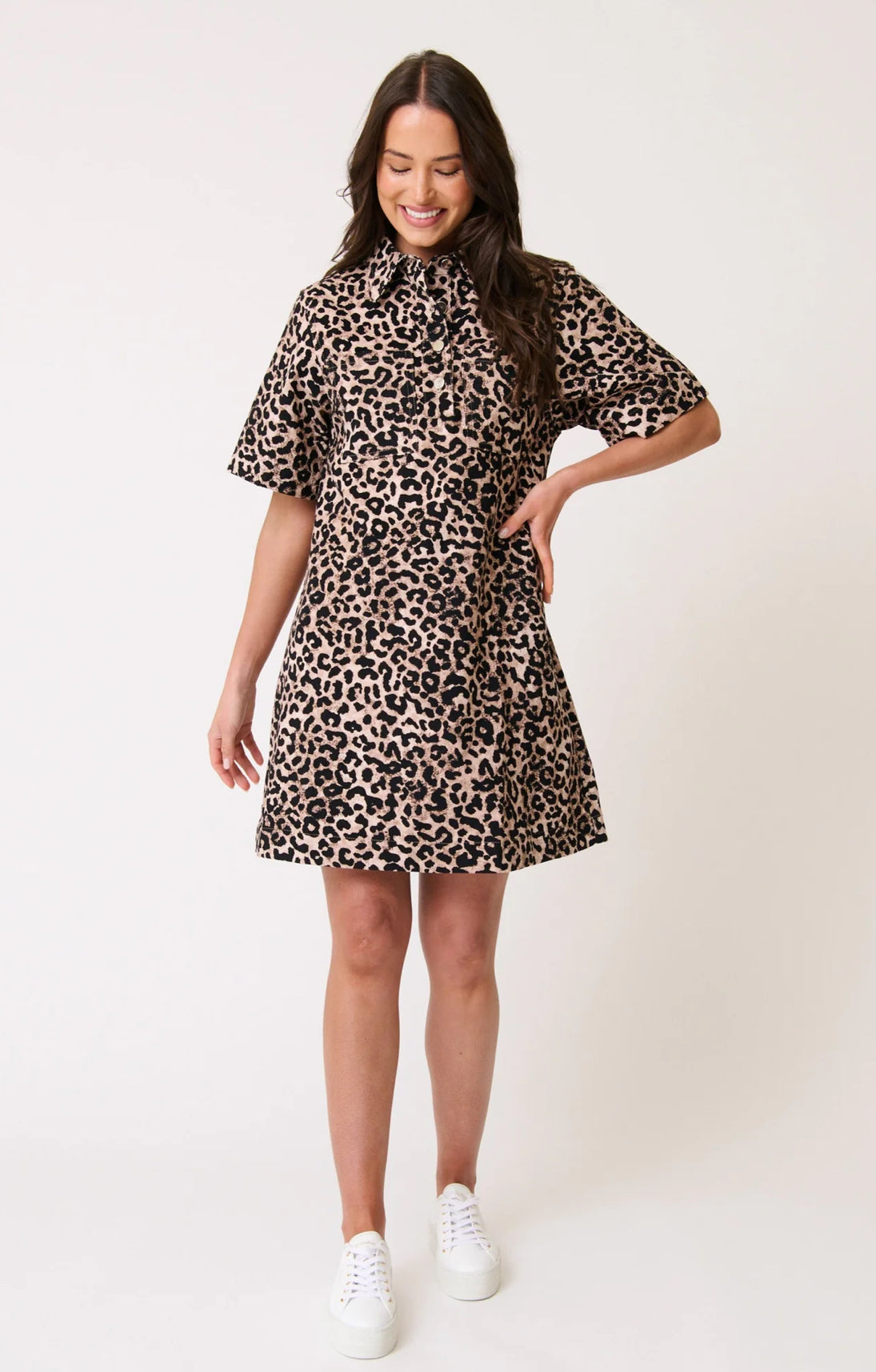 Quinn Dress - Neutral Leopard
