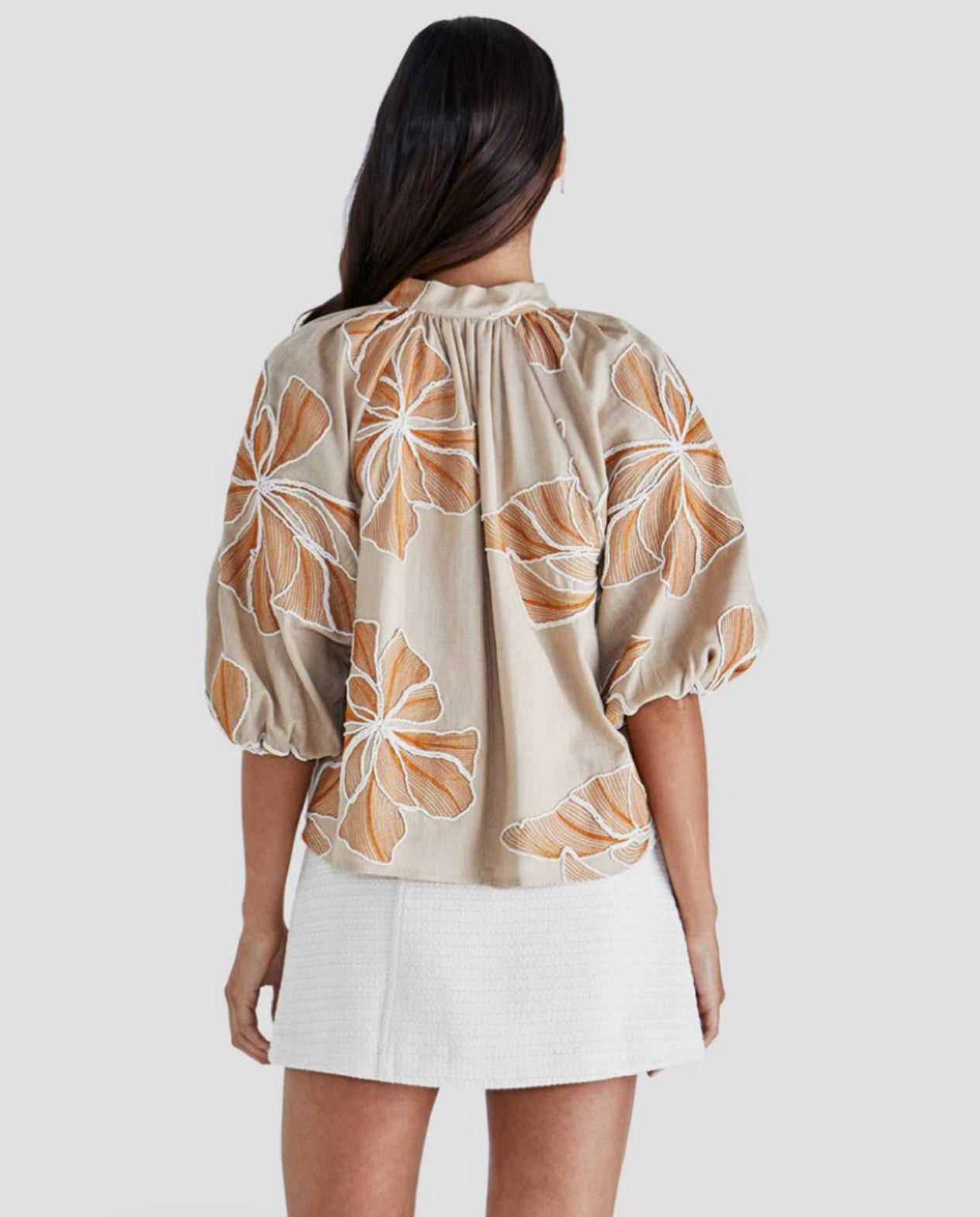 FINLEY TOP - TAN/ORANGE