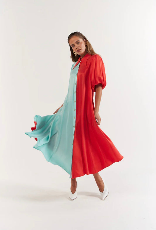 Peyton Midi Dress Tangerine Aqua