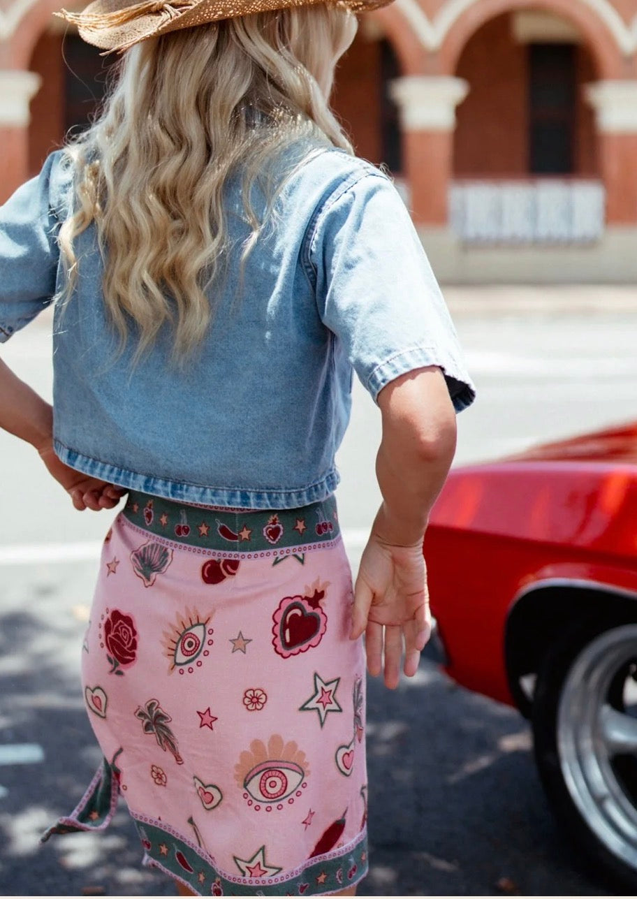 Catalina Mini Wrap Skirt