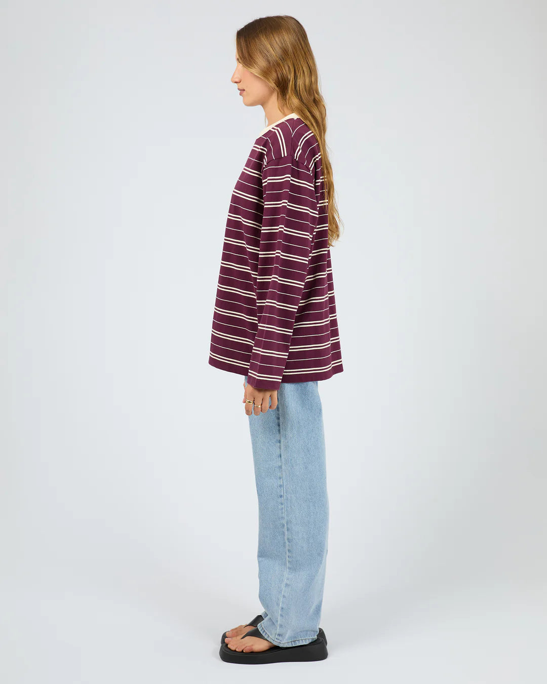 STRIPE LONG SLEEVE TEE CHERRY