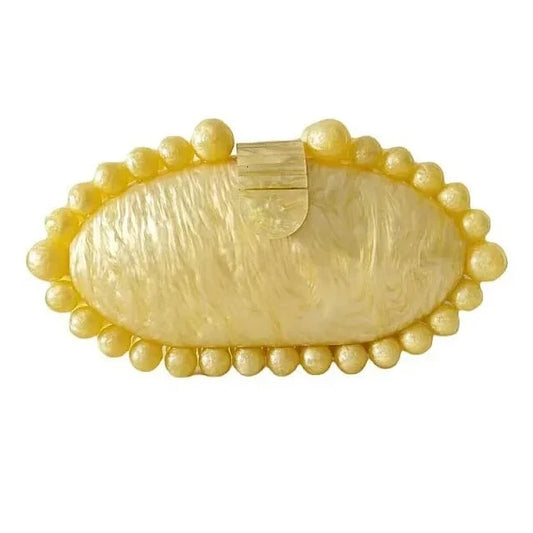 Assorted Bubble Acrylic Oval Clutch, Lemon