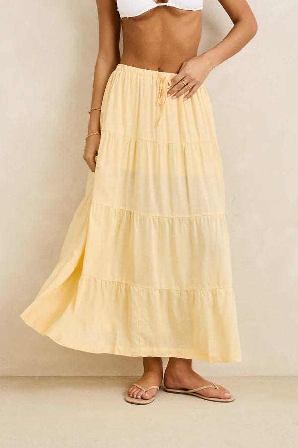 Classic Tiered Maxi Skirt Butter