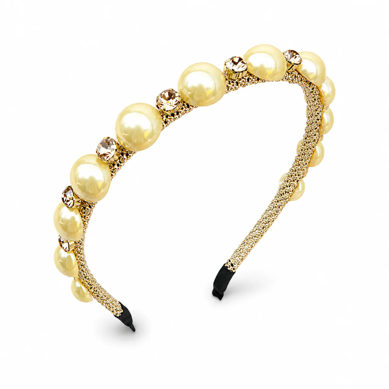 Sienna Thin Embellished Headband - Yellow & Antique Gold
