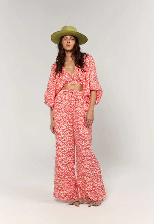 Juno Pant Coral Oat Leopard