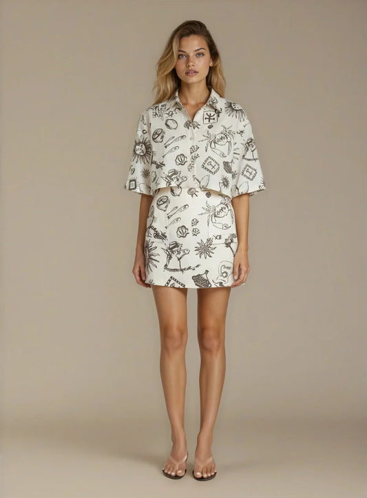 Nacida Skirt Juanita Print Cream