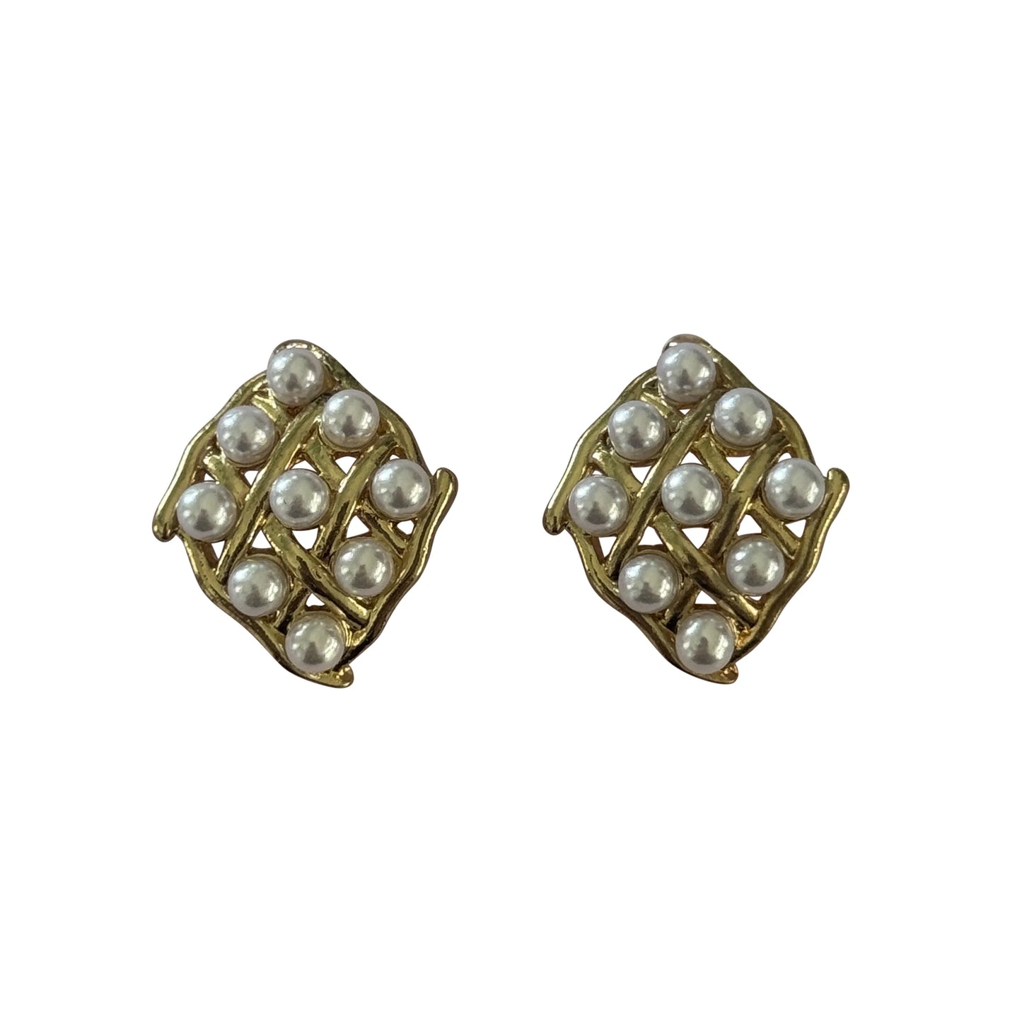 Bex Crosspattern Pearl Studs