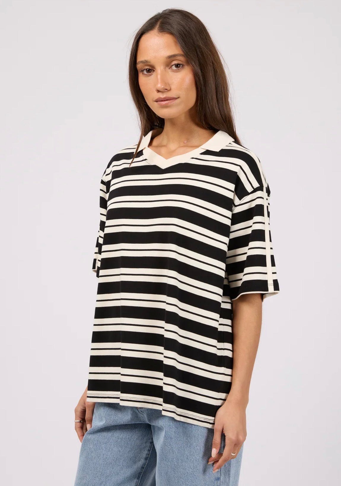 WALKER STRIPE POLO TEE BLACK