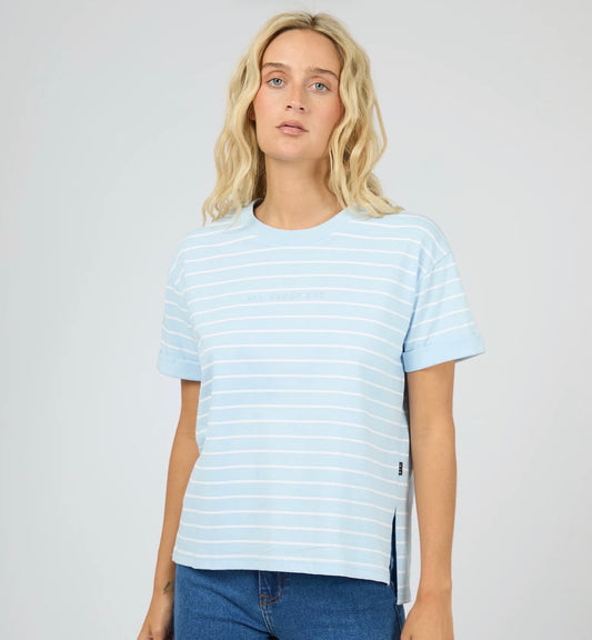 AAE WASHED STRIPE TEE OCEAN BLUE