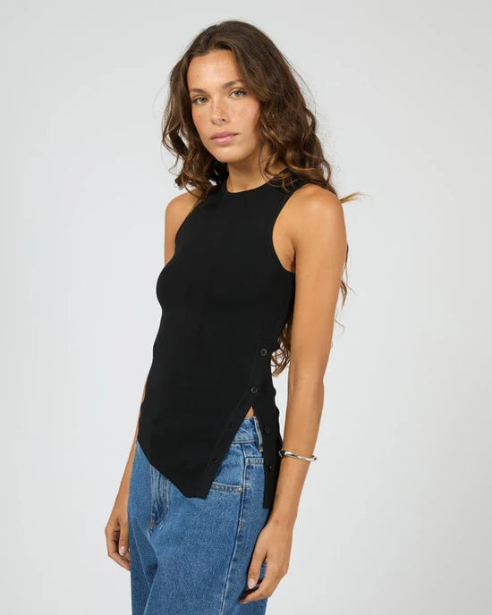 Ollie Button Down Knit Tank - Black