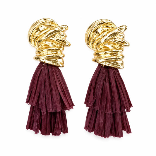 MISHA Raffia Wine Earrings