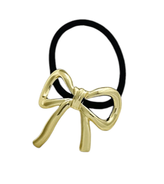 Small Gold Elastic Hair Ties - Bow