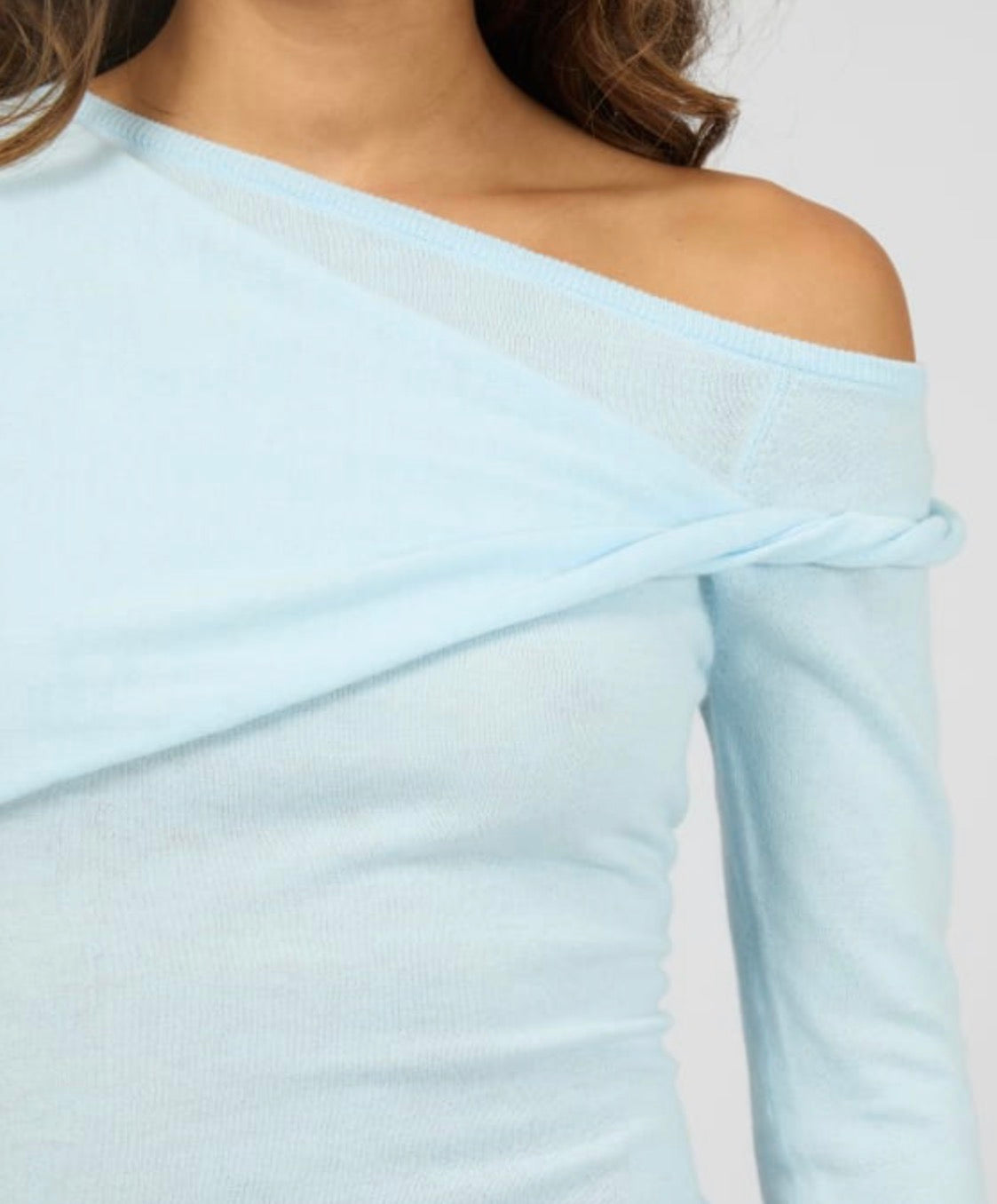 ASHTON KNIT LAYERED L/S TOP - Light Blue
