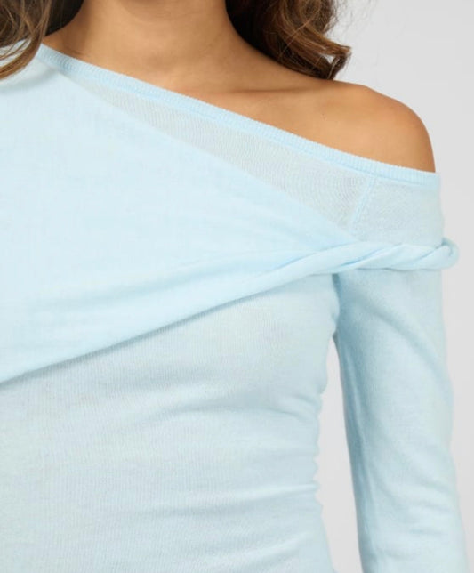 ASHTON KNIT LAYERED L/S TOP - Light Blue
