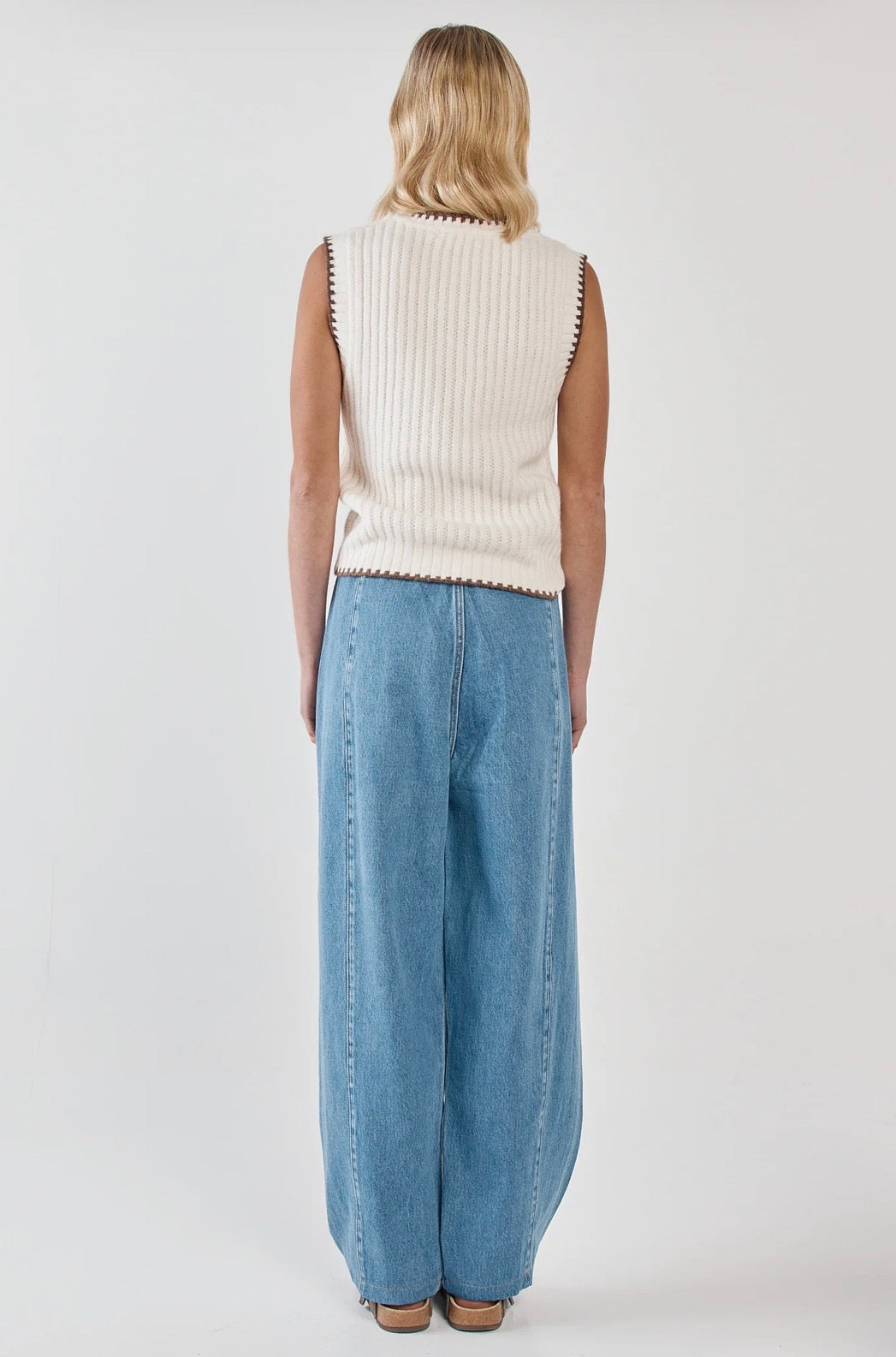 Tonia Knit Vest - Cream/Mushroom