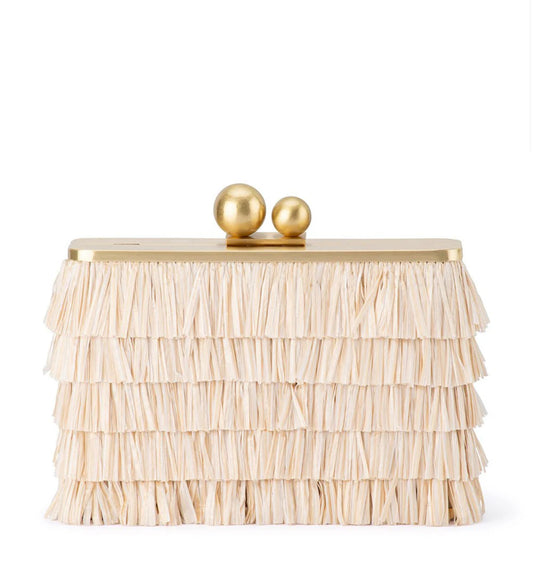 CARLITA FRINGE CLUTCH - Natural