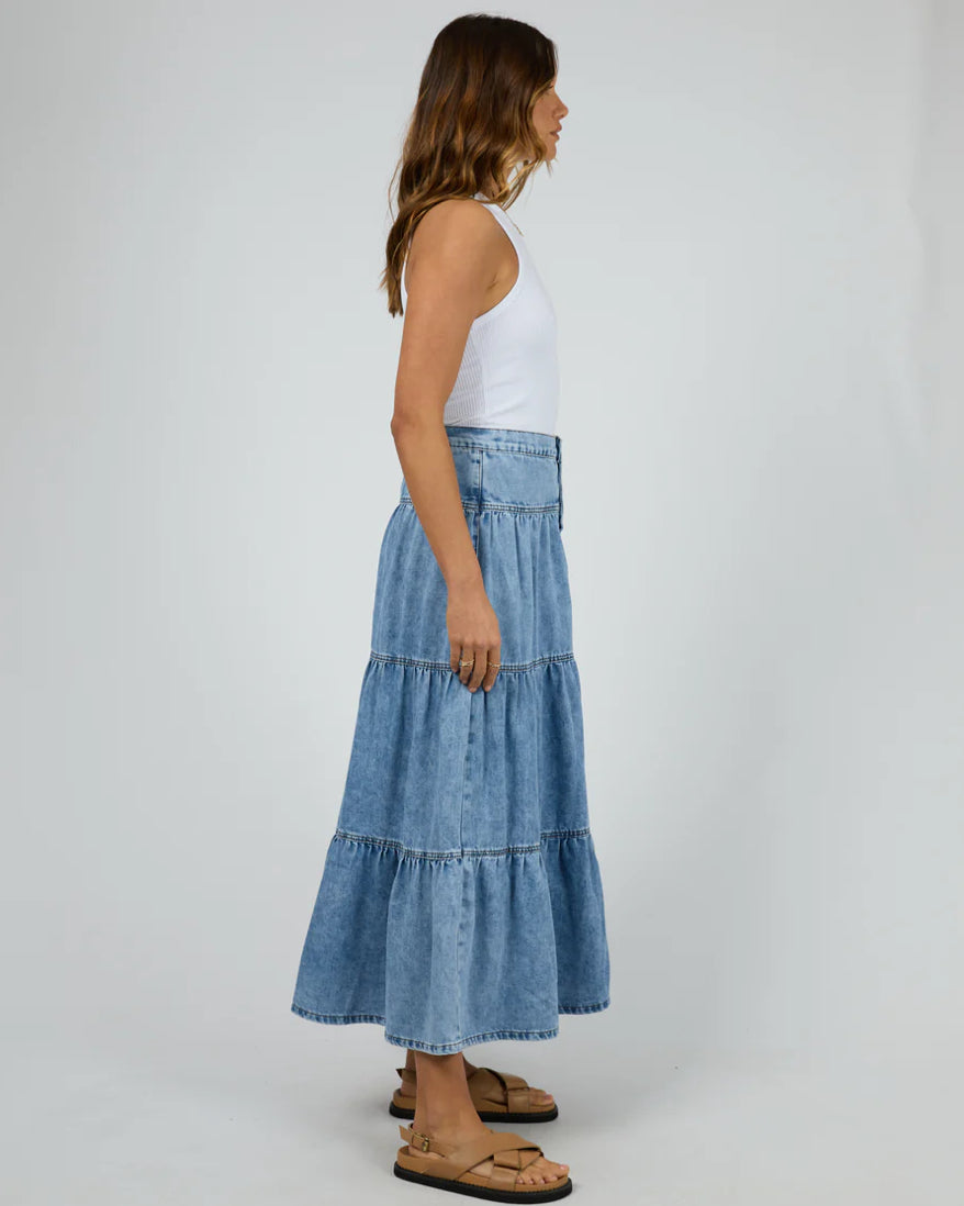 COCO DENIM MAXI SKIRT - LIGHT BLUE