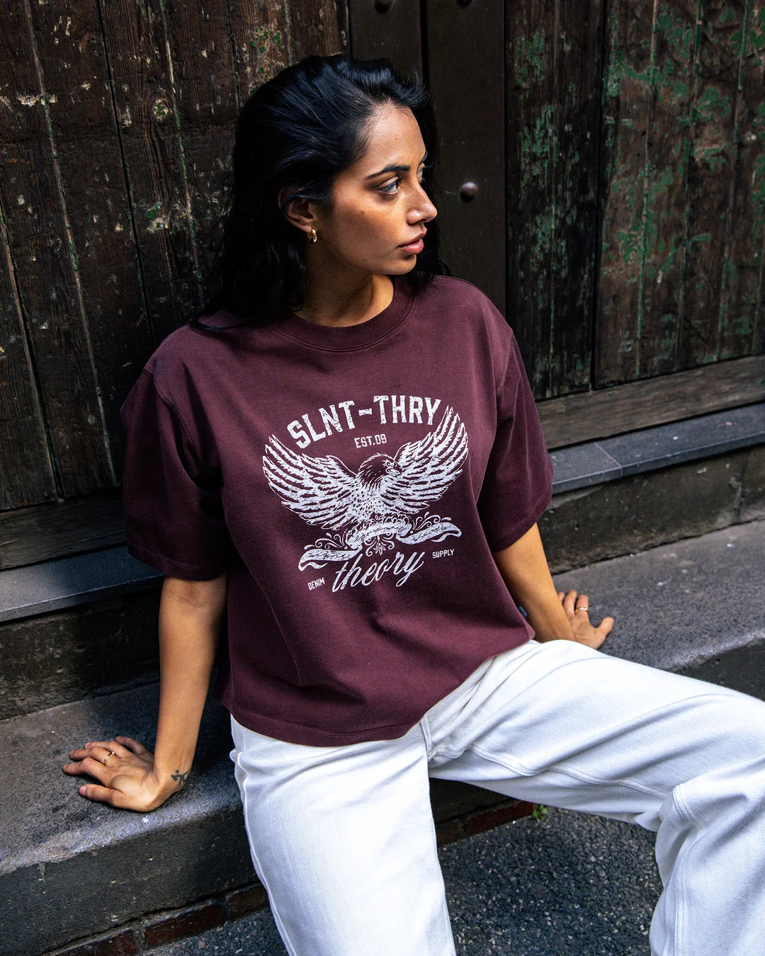 IN TIME RELAXED TEE CHERRY